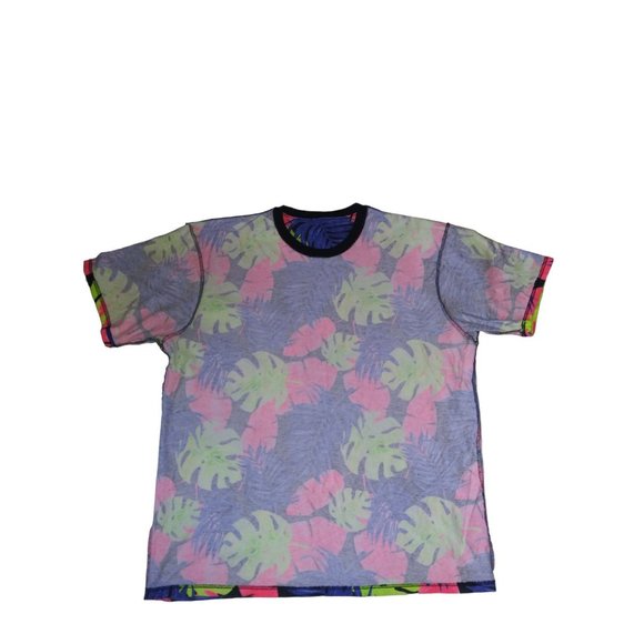 CSG Men's Neon Hawaiian Tropical Leaf Short Sleeve Tee Shirt Size 2 XL - Picture 4 of 7